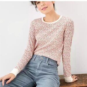 American Eagle Outfitters Floral Long Sleeve Top - Pink and White